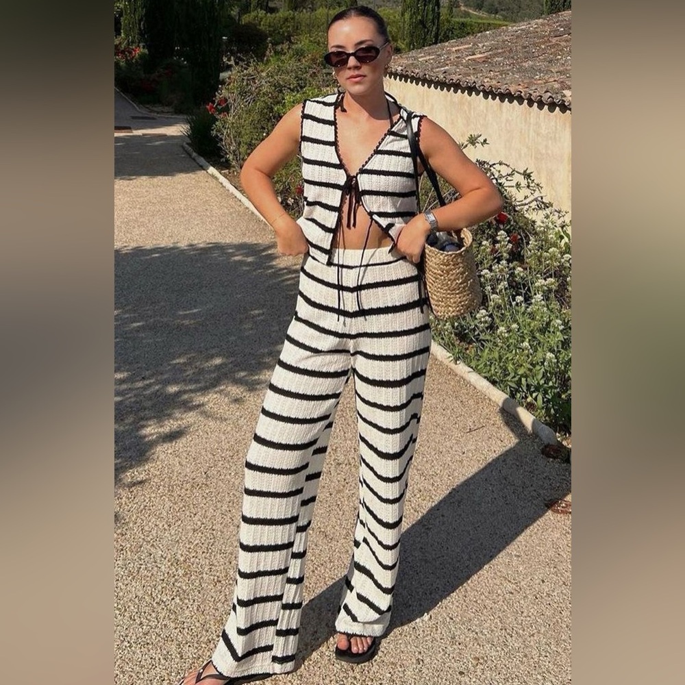 Mango Black and White stripe crochet top - Picture 9 of 9